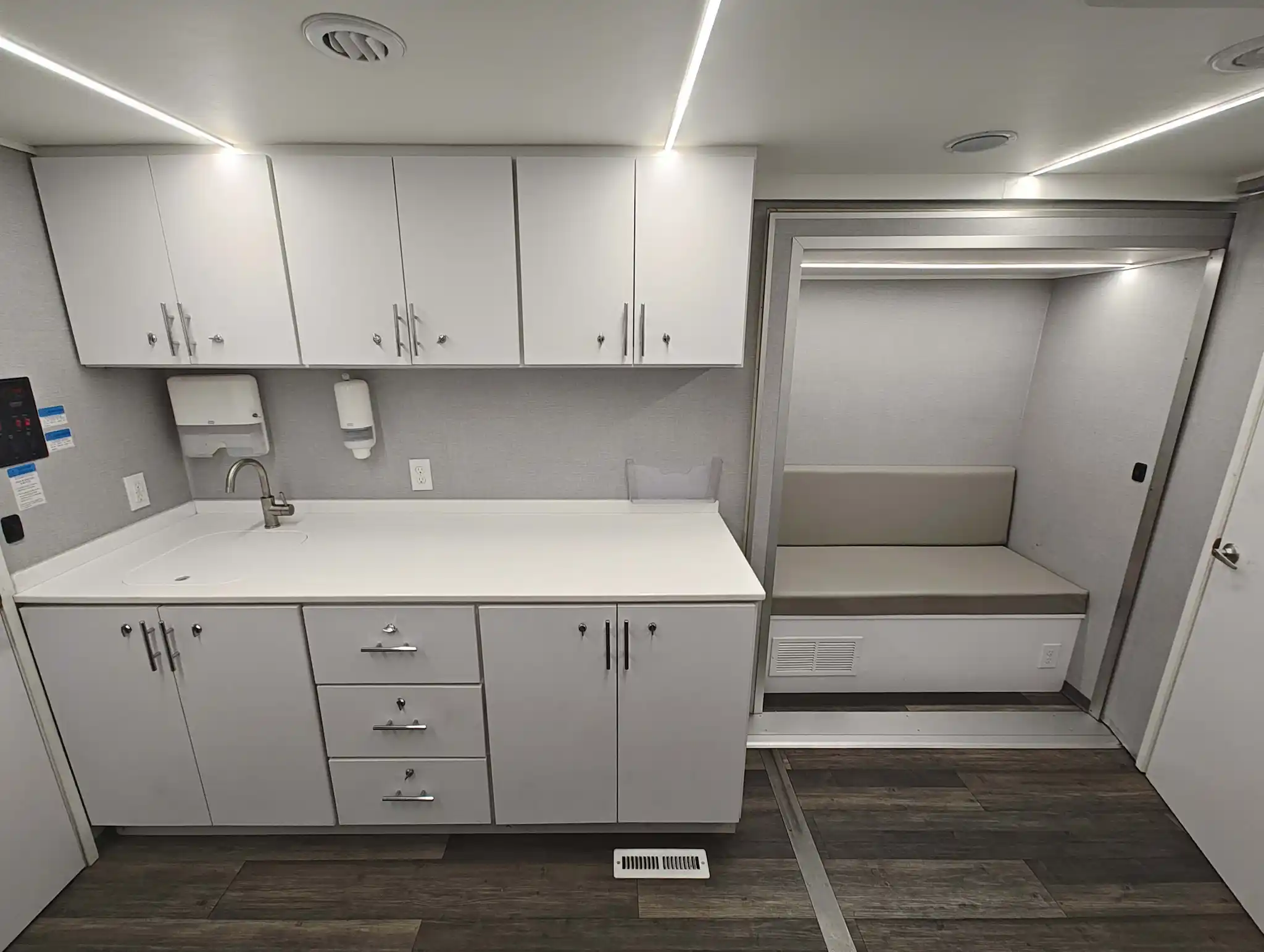 Interior of a 2014 3 Room Mobile Clinic With Audiology Booth for sale