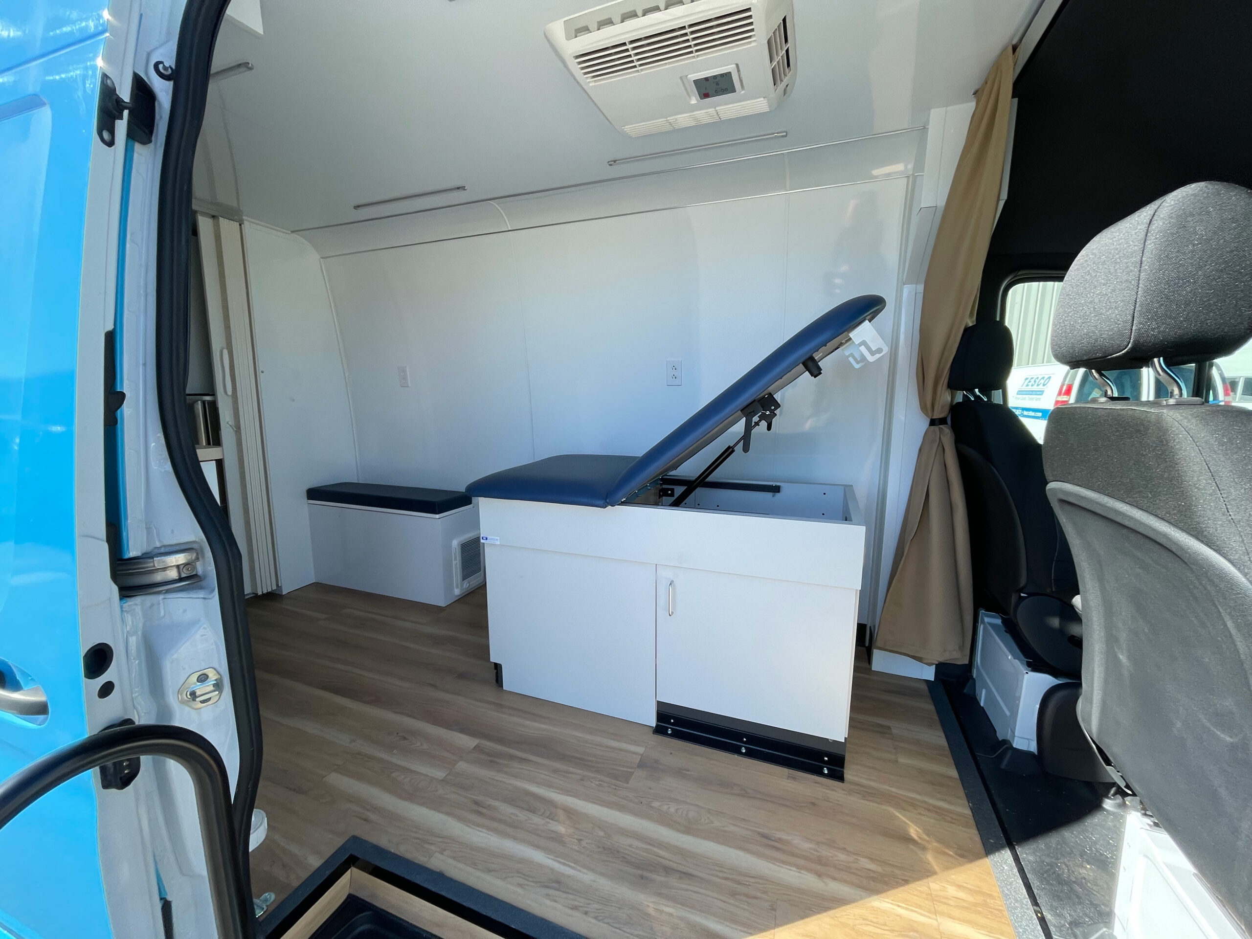 Interior of a used 2022 mobile medical clinic for sale