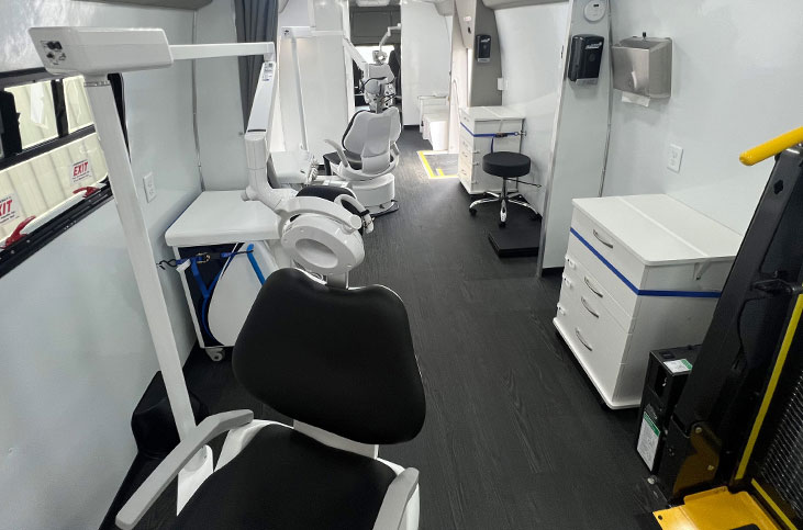 Mobile dental clinic bus interior