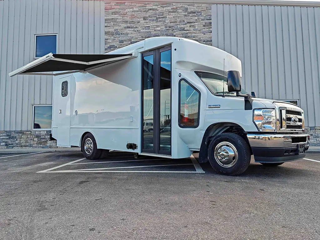 The outside of an Exam Room and Blood Draw Station Mobile Health Vehicle, Group C