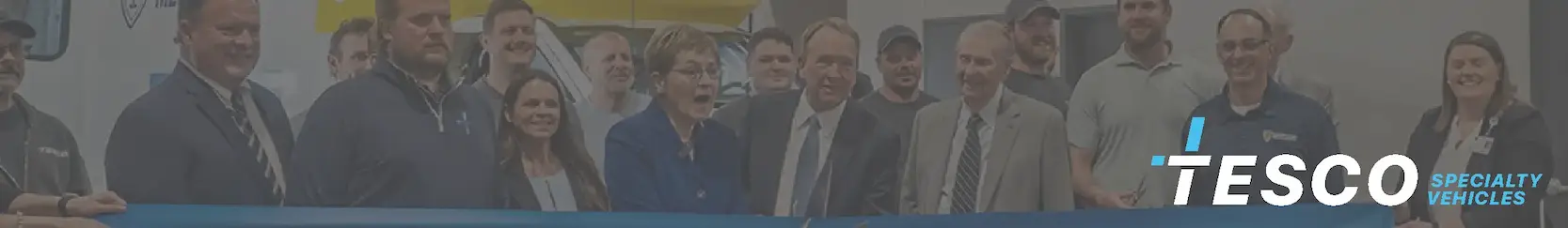 TESCO Specialty Vehicles staff and Congresswoman Marcy Kaptur at ribbon cutting ceremony for new mobile medical clinic facility