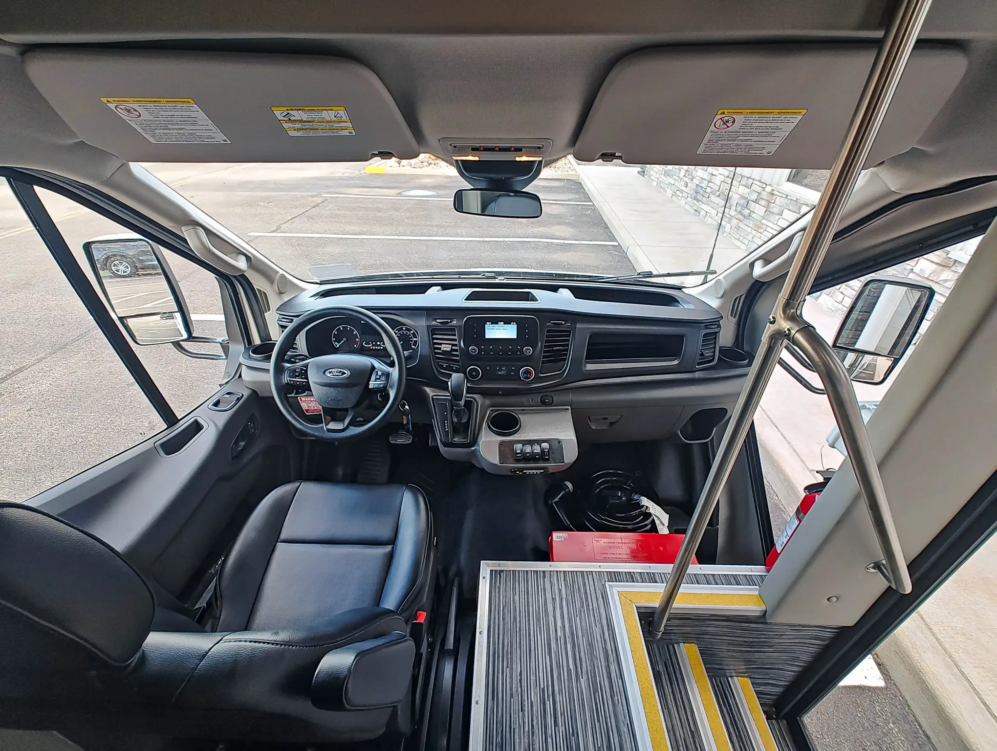 Interior of a Ford Transit Bookmobile for sale