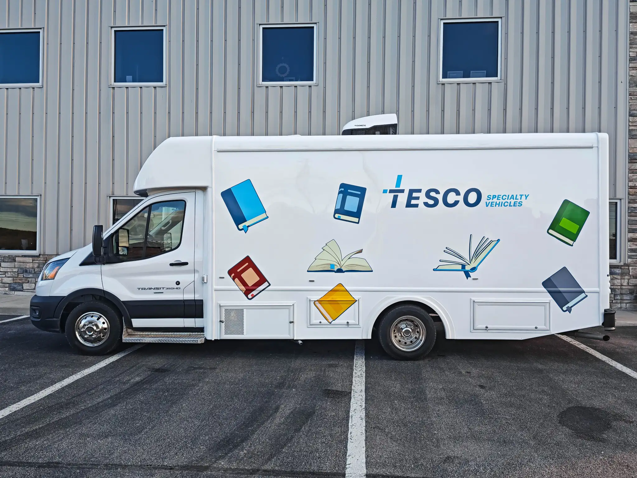 Exterior of a Ford Transit Bookmobile for sale