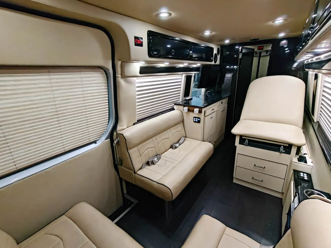 Interior of a 2015 Sprinter Mobile Clinic W/ Restroom for sale