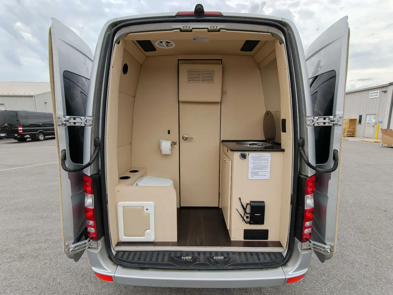 Interior of a 2015 Sprinter Mobile Clinic W/ Restroom for sale