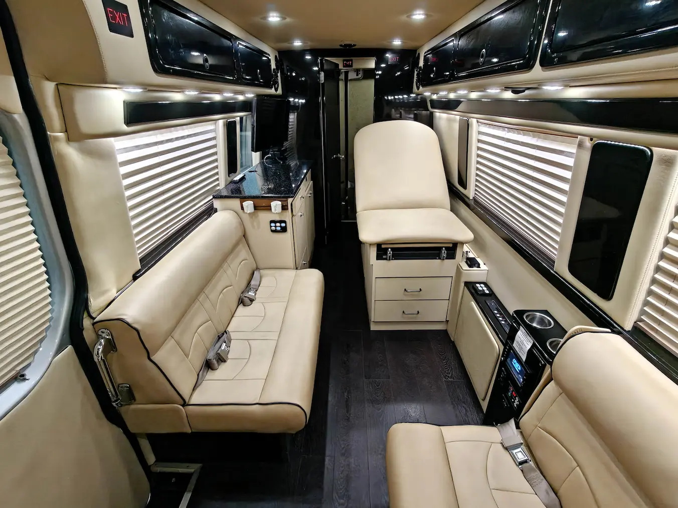 Interior of a 2015 Sprinter Mobile Clinic W/ Restroom for sale