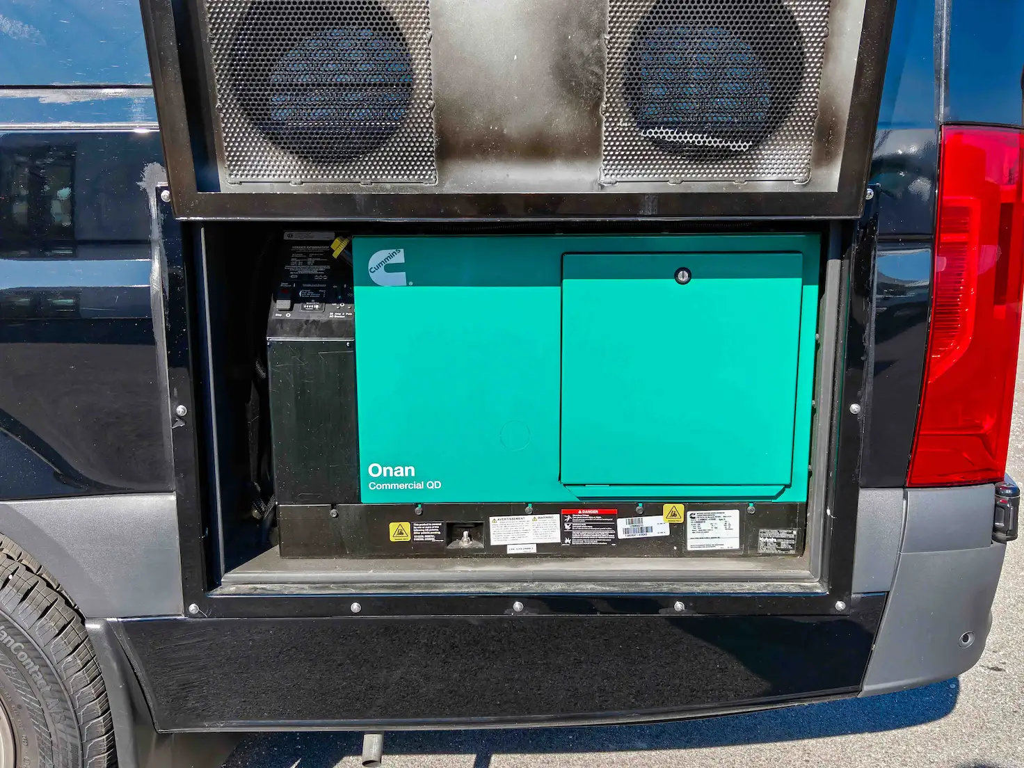 Cummins Onan generator compartment of a 2020 Mercedes Sprinter Mobile Clinic for sale