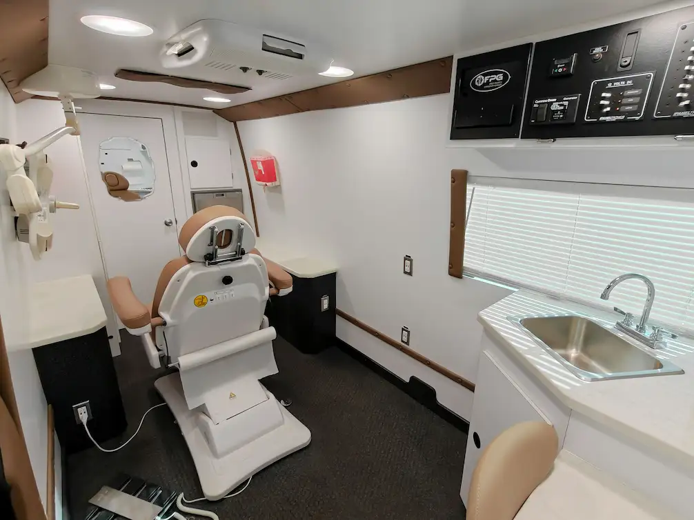Dental operatory of a 2020 Mercedes Sprinter Mobile Clinic for sale