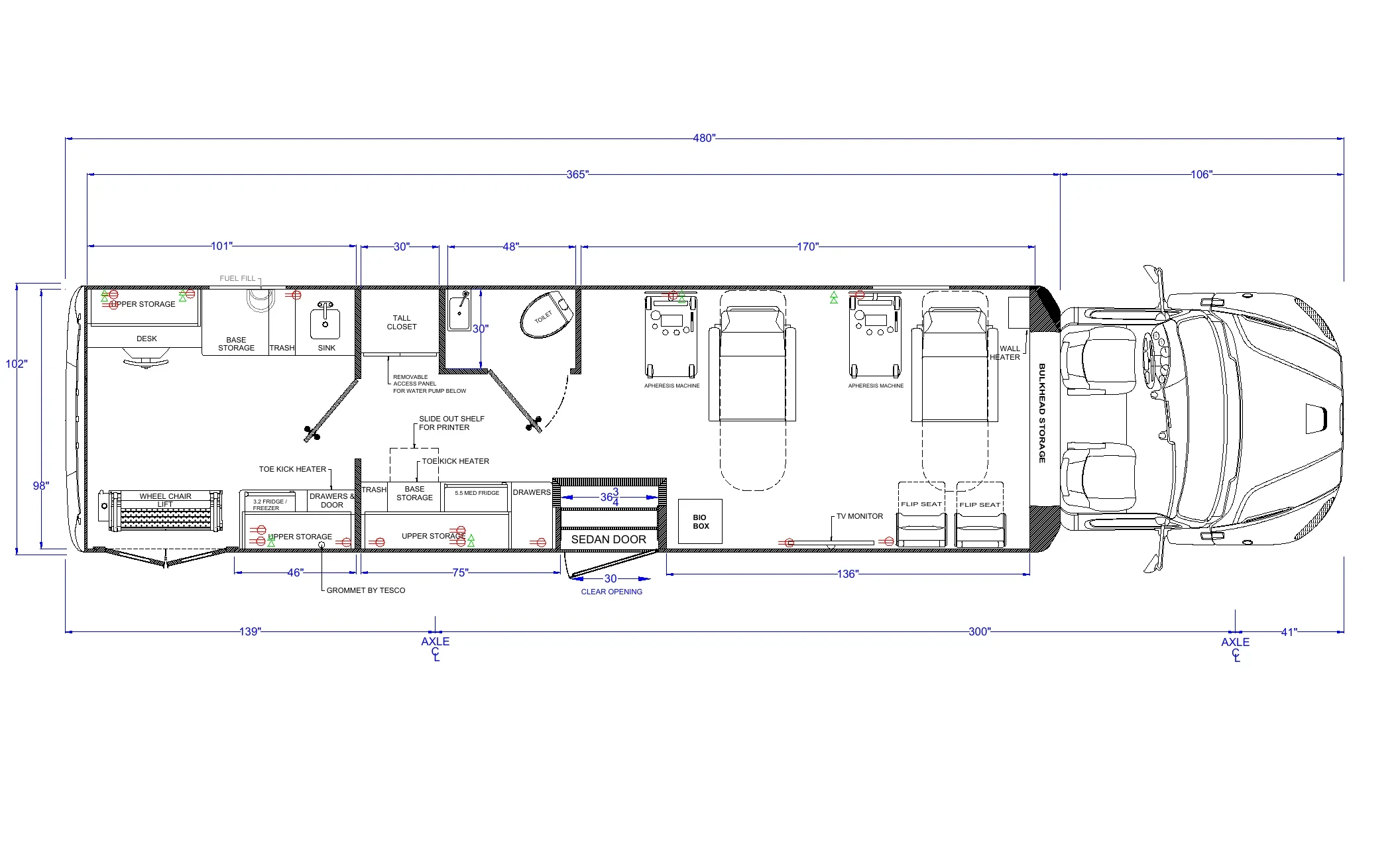 South Texas Bloodmobile Floor Plan
